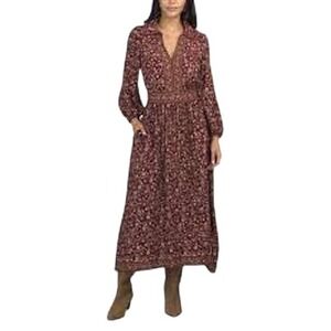 Max Studio Boho‎ Floral Maxi Dress XS Pockets Flowy Earthy Cottagecore Praire